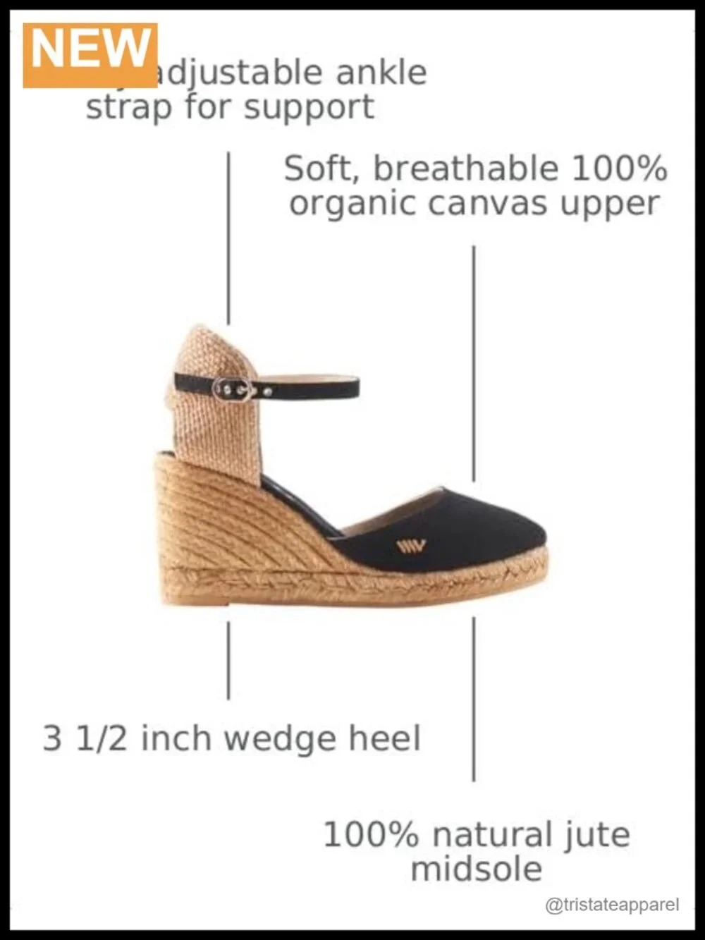 Wedge Espadrille Sandals Canvas Buckle Ankle Strap 3.5 Inch Heel